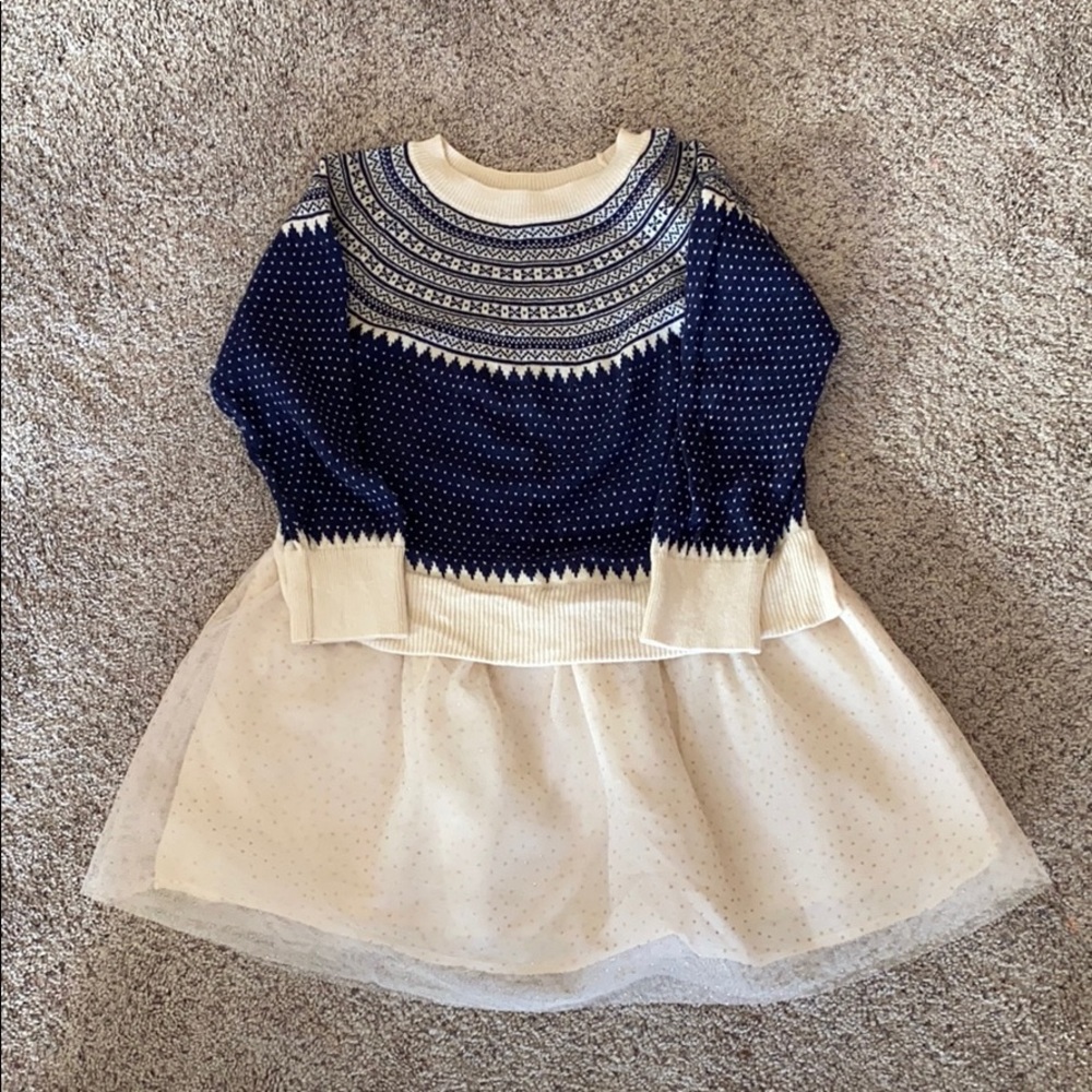 Gap 3T navy fair isle dress with shimmer bottom
